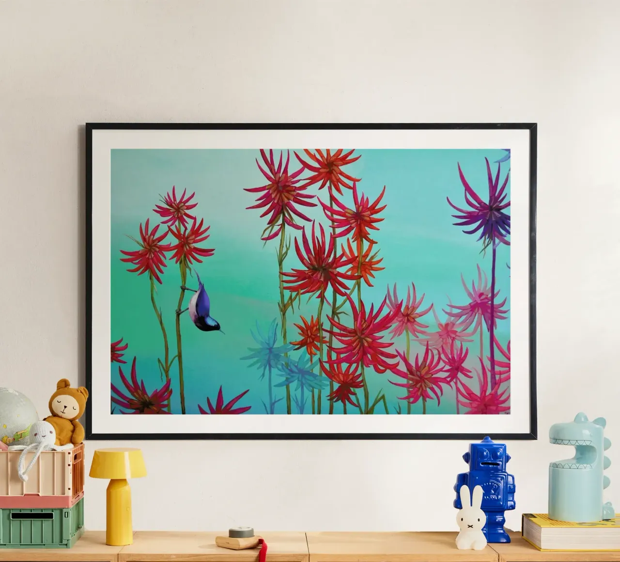 Blue Bird poster con telaio in plastica da Naito Shinpei