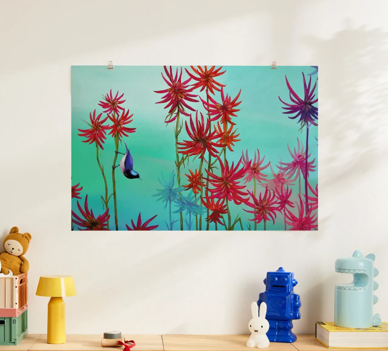 Blue Bird poster con telaio in plastica da Naito Shinpei