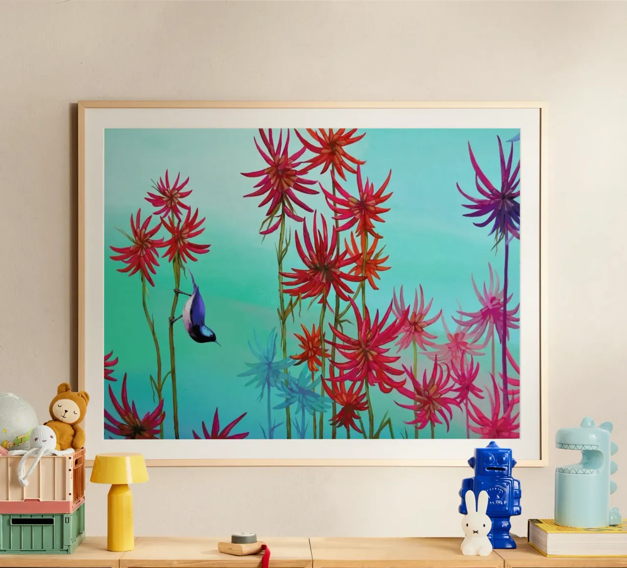 Blue Bird poster con telaio in plastica da Naito Shinpei