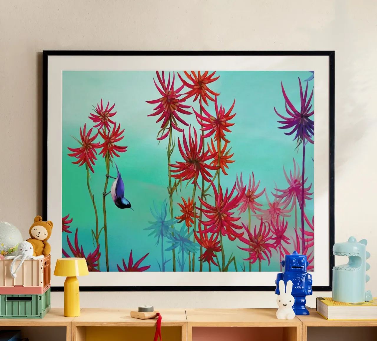 Blue Bird poster con telaio in plastica da Naito Shinpei