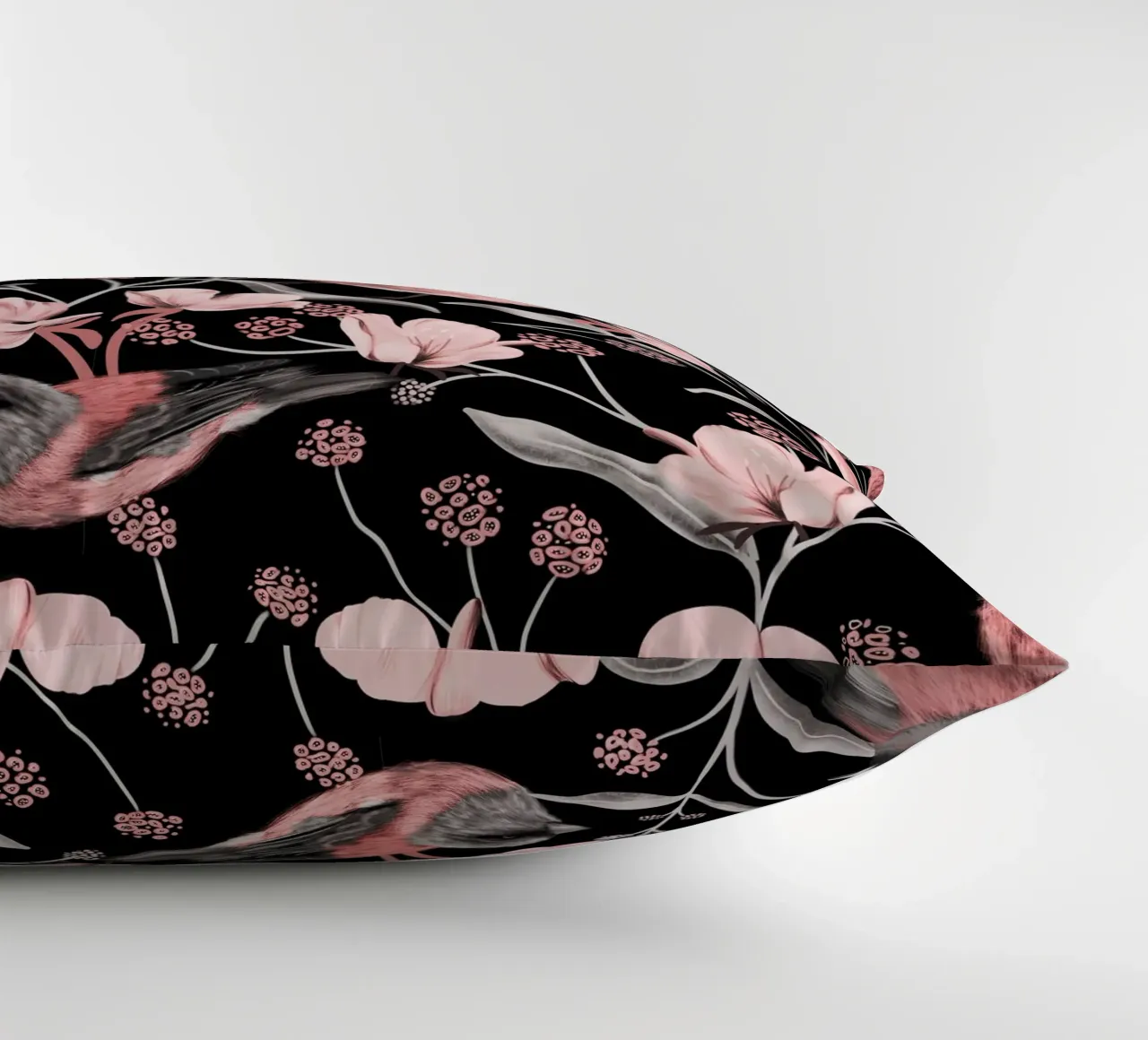 Pink Birds and Flowers cuscino da anisillustration