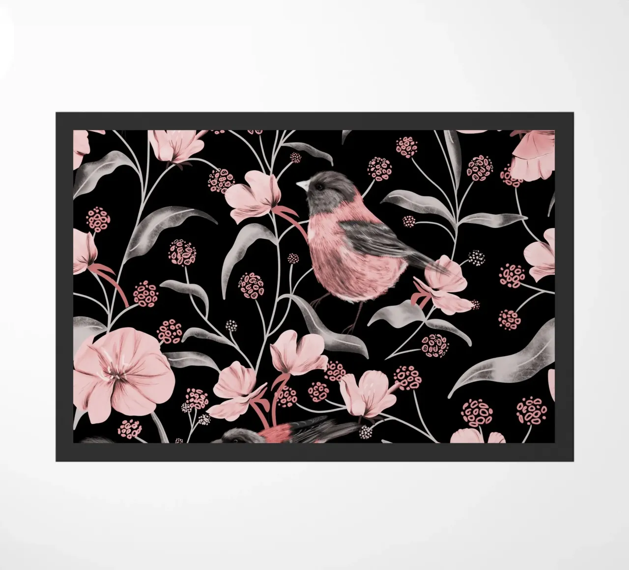 Pink Birds and Flowers zerbino da anisillustration