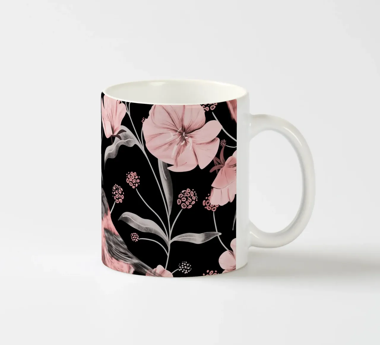 Pink Birds and Flowers tazza in ceramica da anisillustration