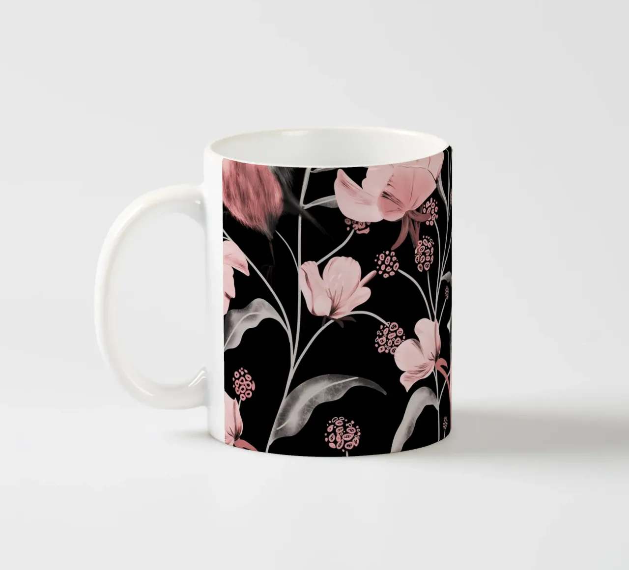 Pink Birds and Flowers tazza in ceramica da anisillustration