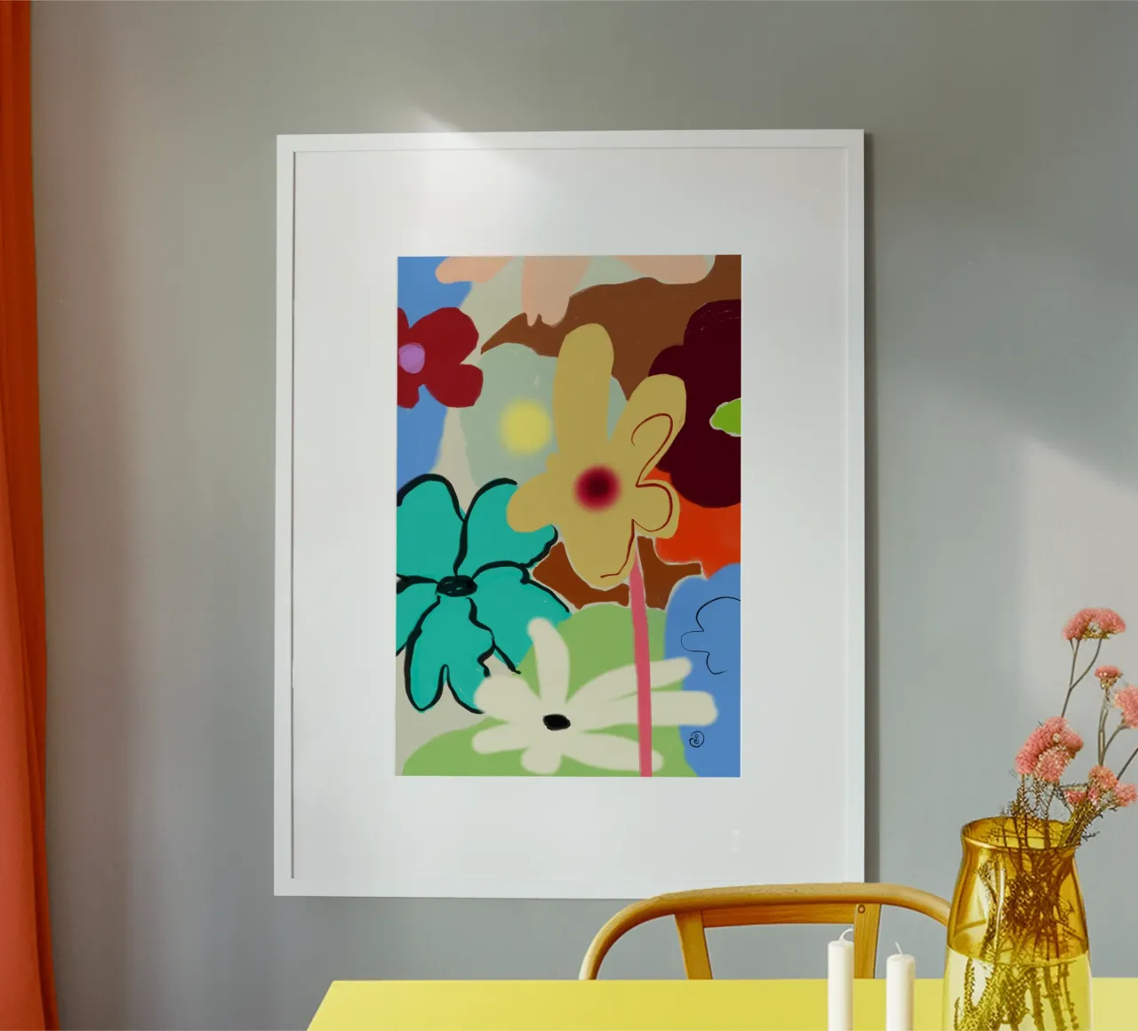 DANZA DEI FIORI AD ALTA VOCE poster con telaio in legno da Sandra Poliakov