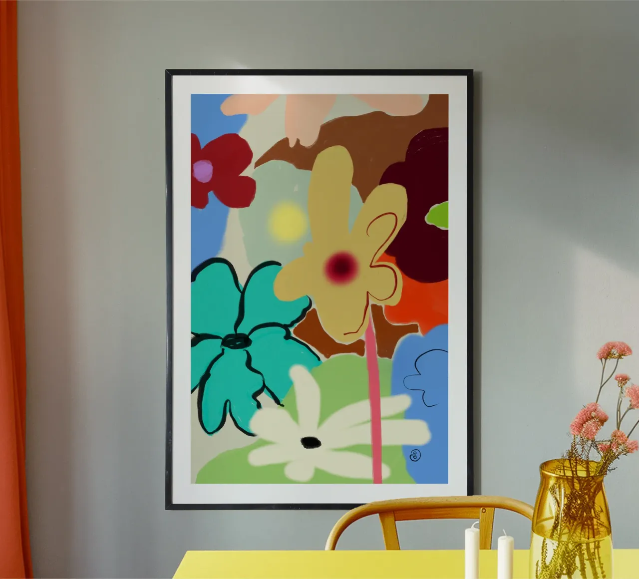 DANZA DEI FIORI AD ALTA VOCE poster con telaio in legno da Sandra Poliakov