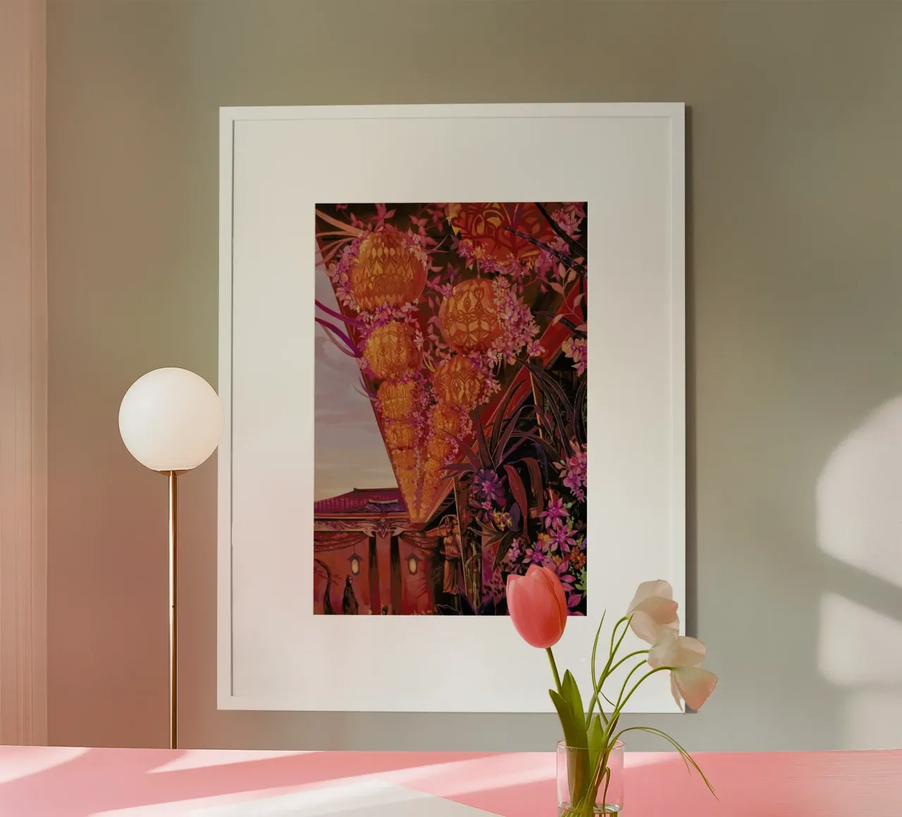 Flowers Temple poster con telaio in plastica da Naito Shinpei