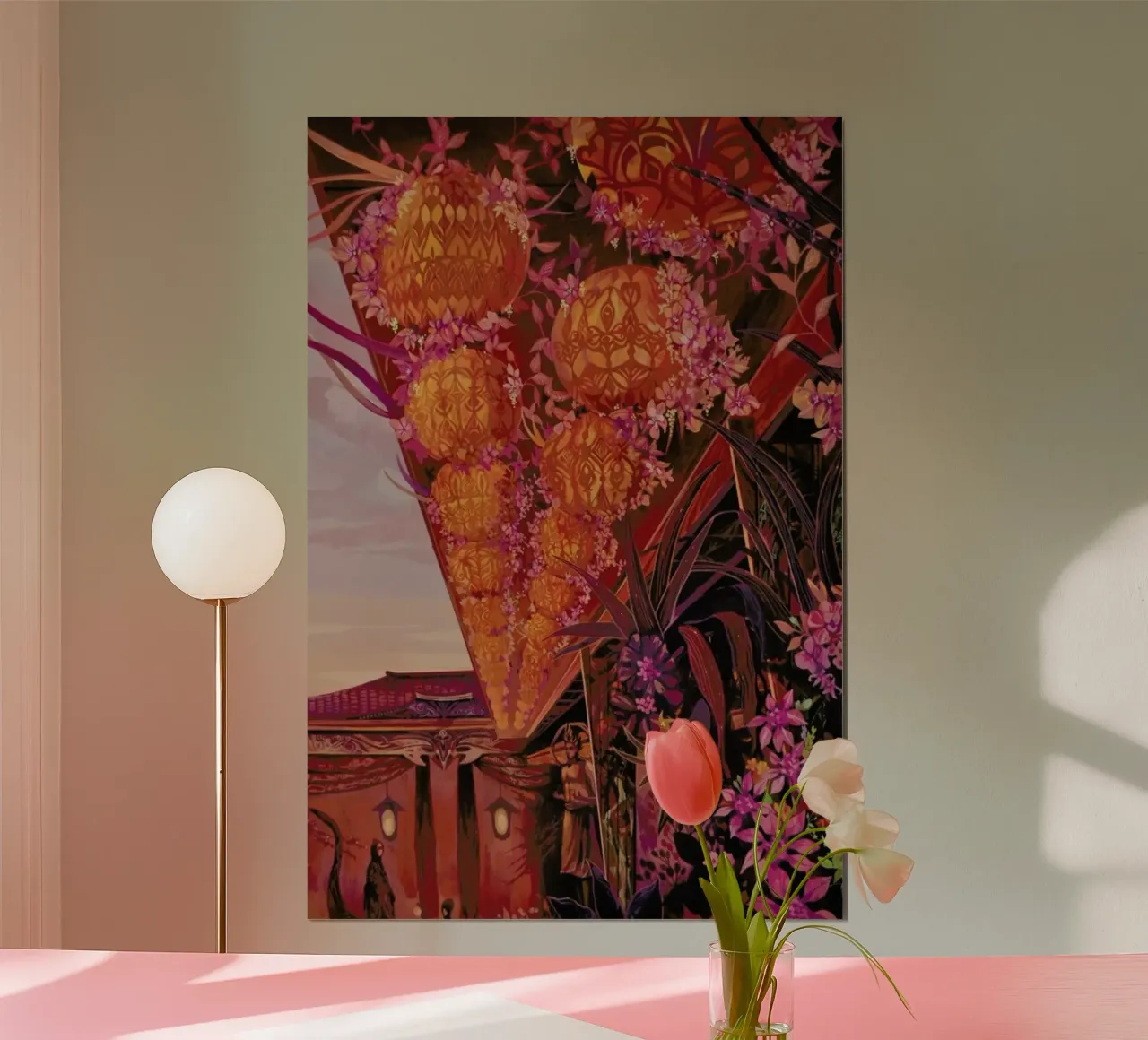 Flowers Temple poster con telaio in plastica da Naito Shinpei