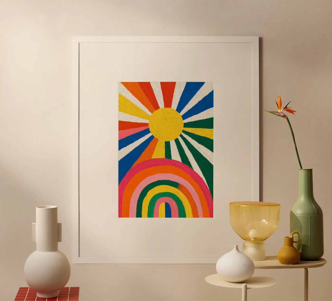 Arcobaleno e sole nascente poster da La Collagerie