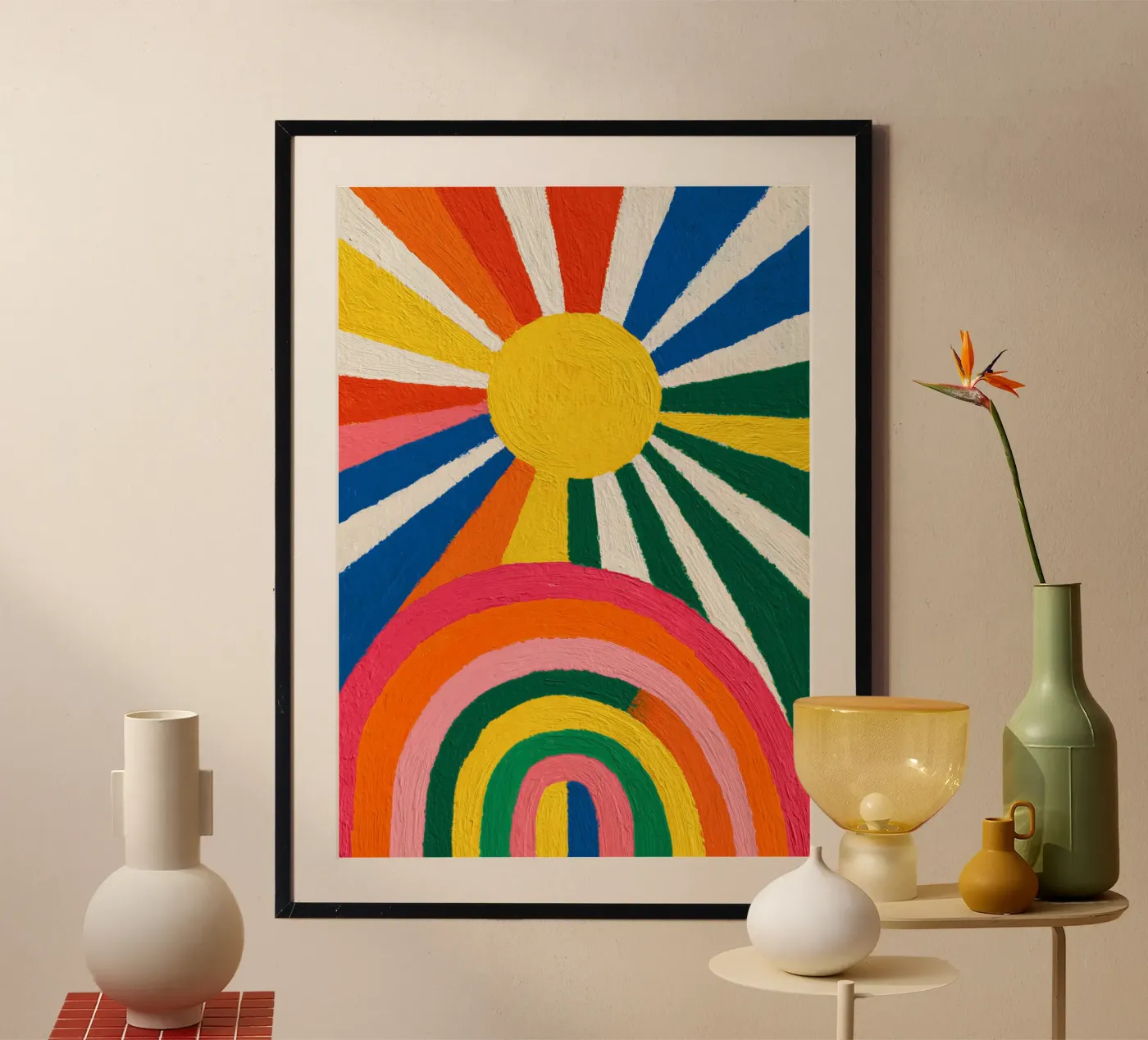 Arcobaleno e sole nascente poster da La Collagerie