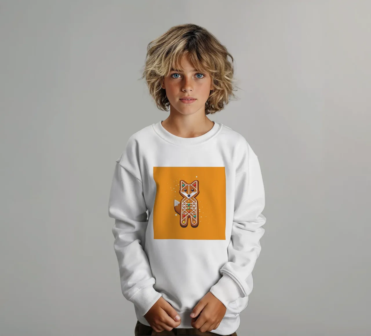 Volpe geometrica di pan di zenzero - Design natalizio creativo felpa bambino da namosh