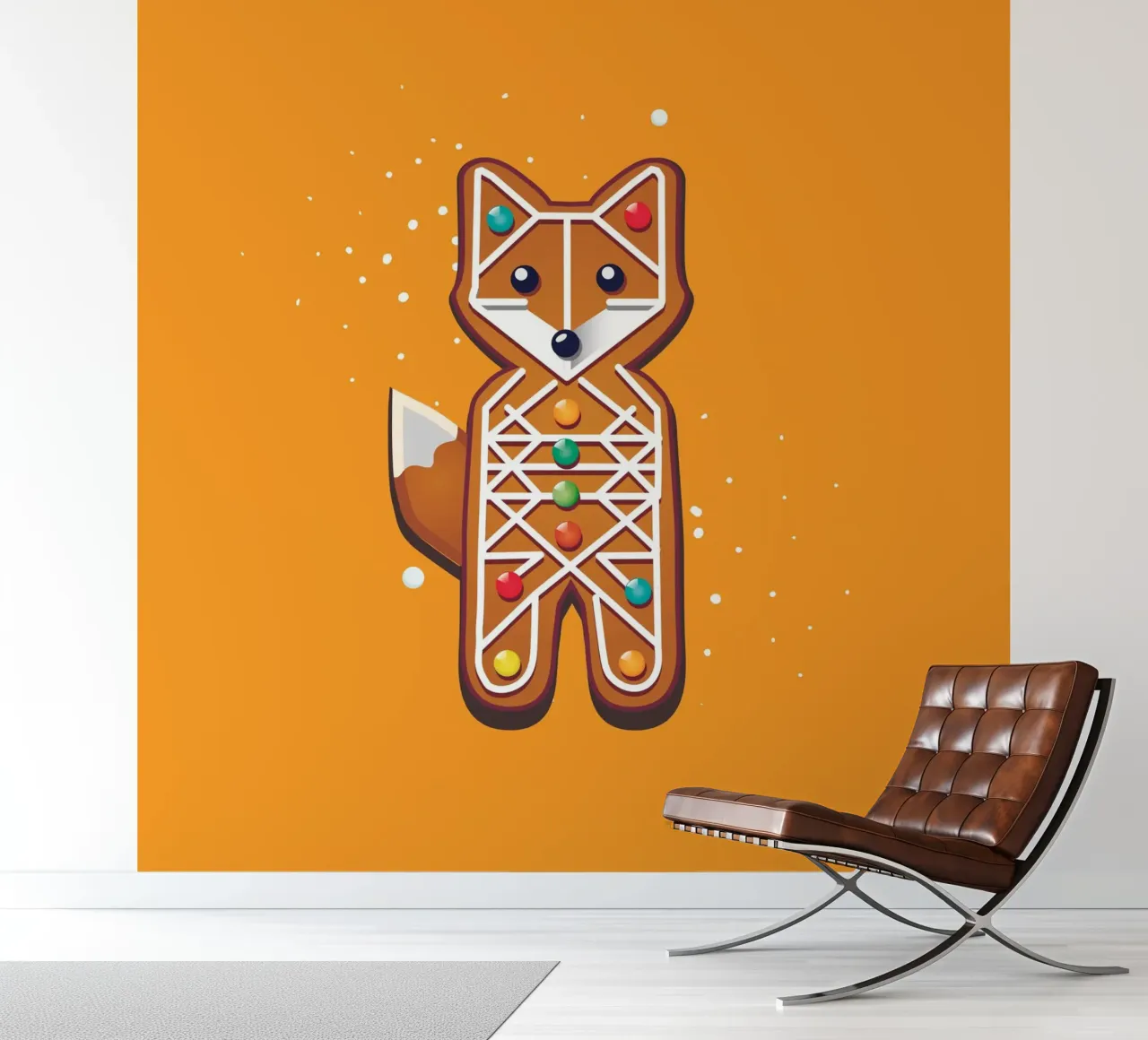 Geometric gingerbread fox - Creative Christmas design photo wallpaper by namosh