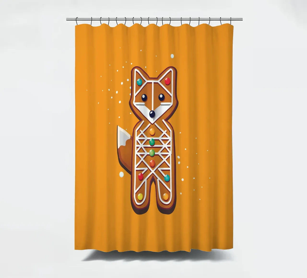 Geometric gingerbread fox - Creative Christmas design shower curtain by namosh