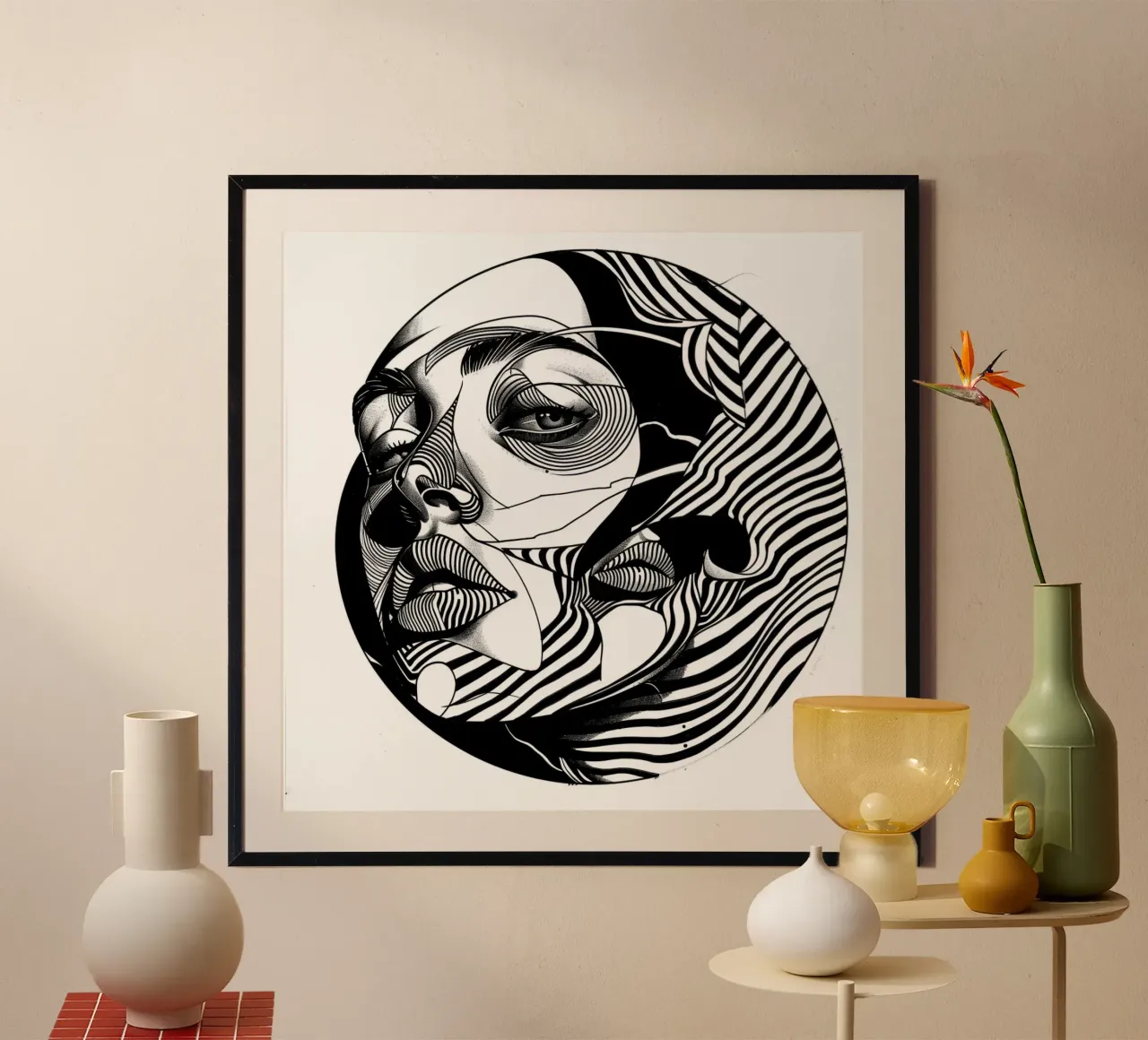 Donna astratta in bianco e nero carta hahnemühle da pixel