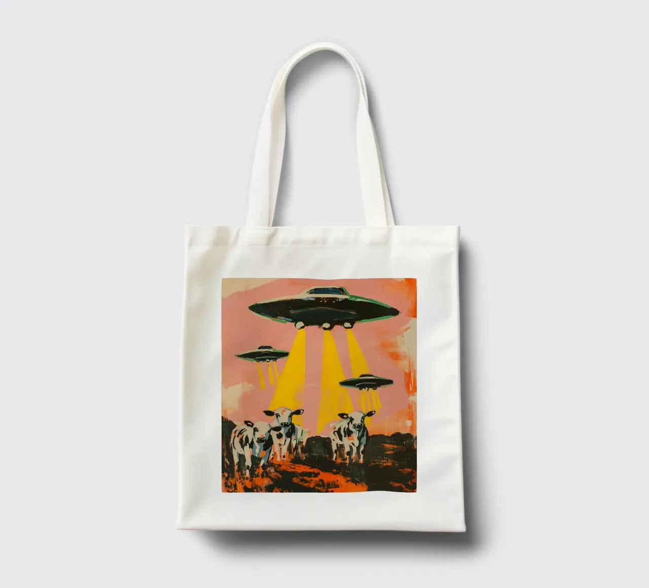 UFO`s And Cows borsa in juta da treechild