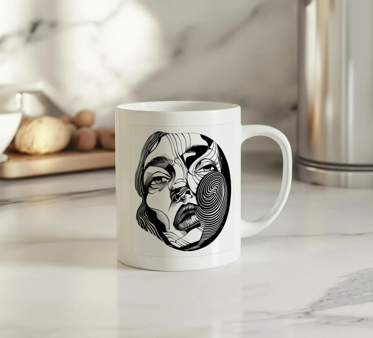 Donna astratta 2 tazza in ceramica da pixel