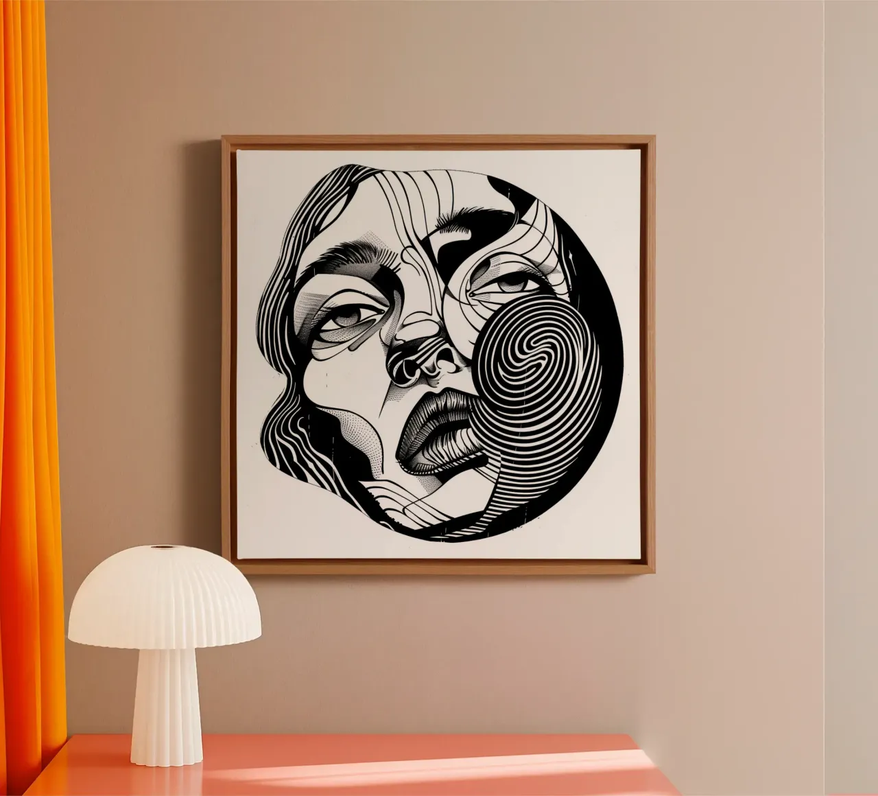 Abstracte vrouw 2 canvas met Baklijst van pixel