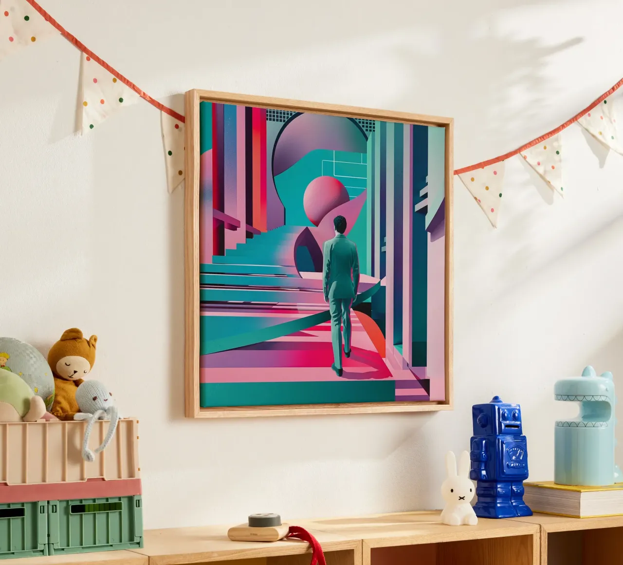 Abstracte man canvas met Baklijst van pixel