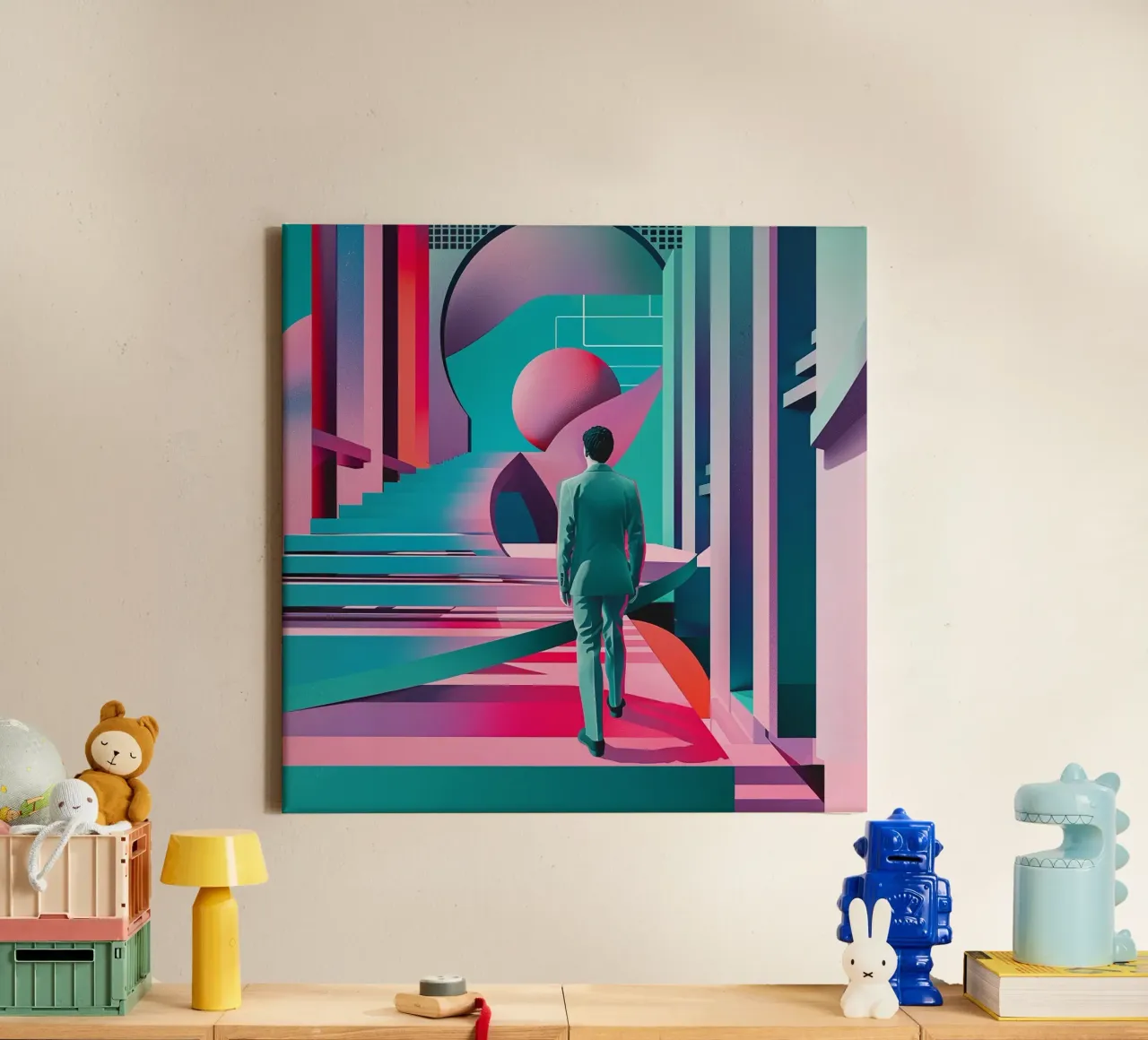 Abstracte man canvas met Baklijst van pixel
