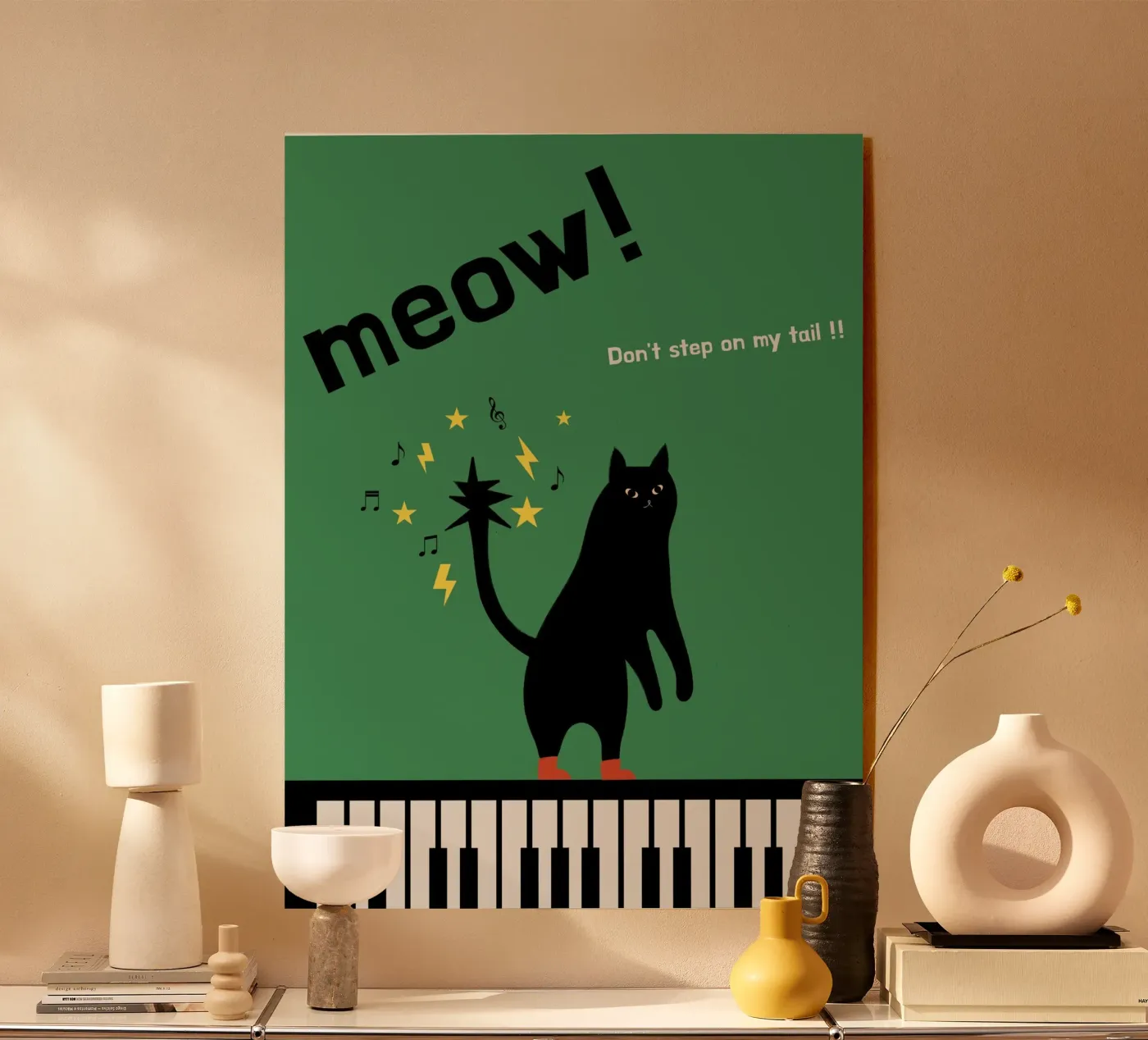 meow! - Dancing Cat acryl van natural neutral