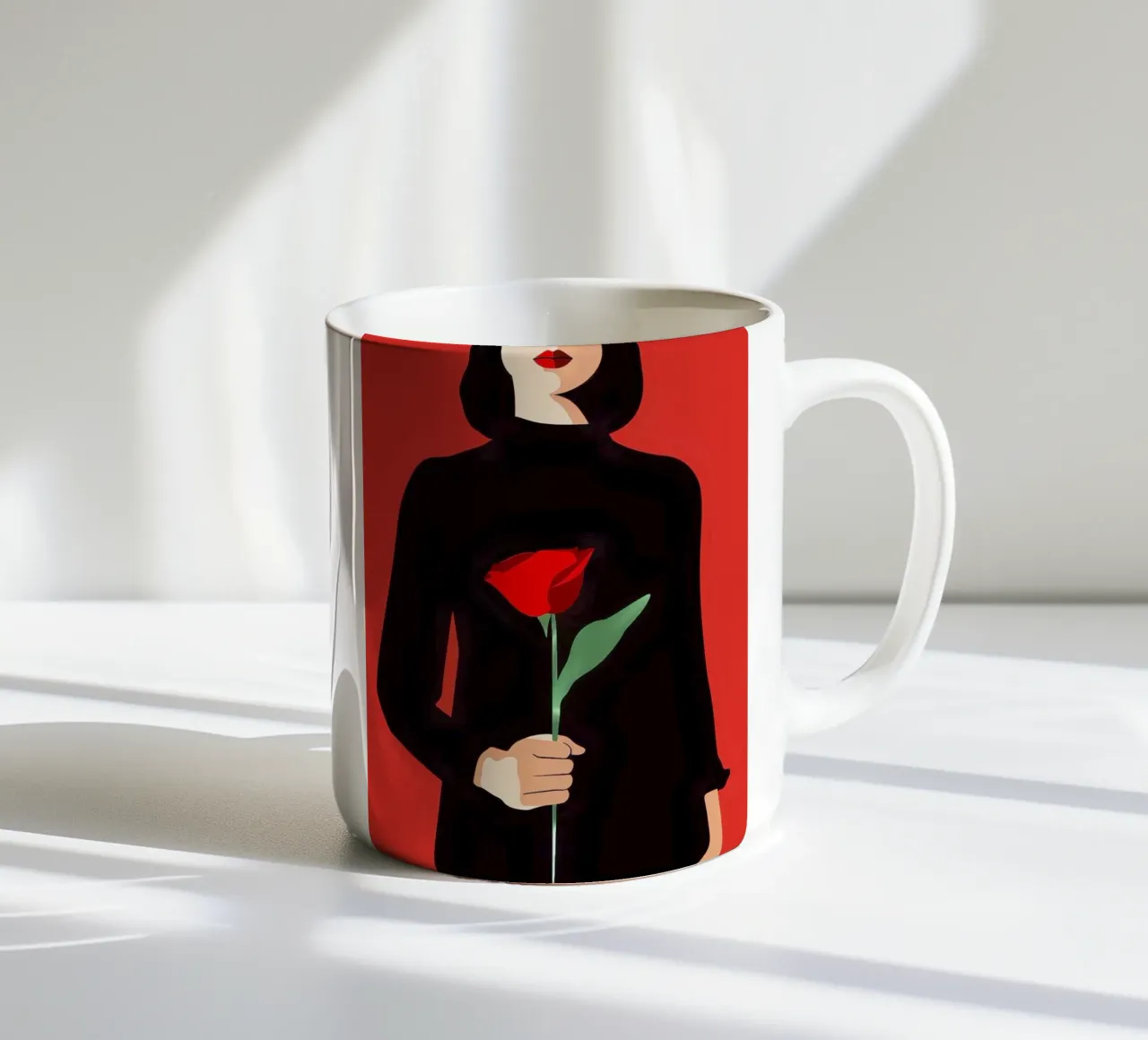 Donna con fiore tazza in ceramica da pixel