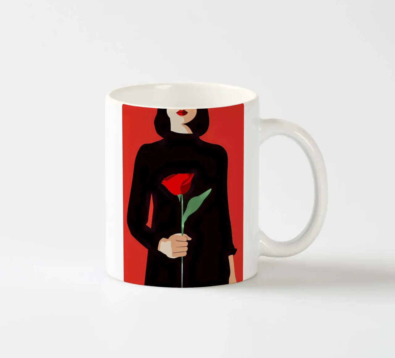 Donna con fiore tazza in ceramica da pixel