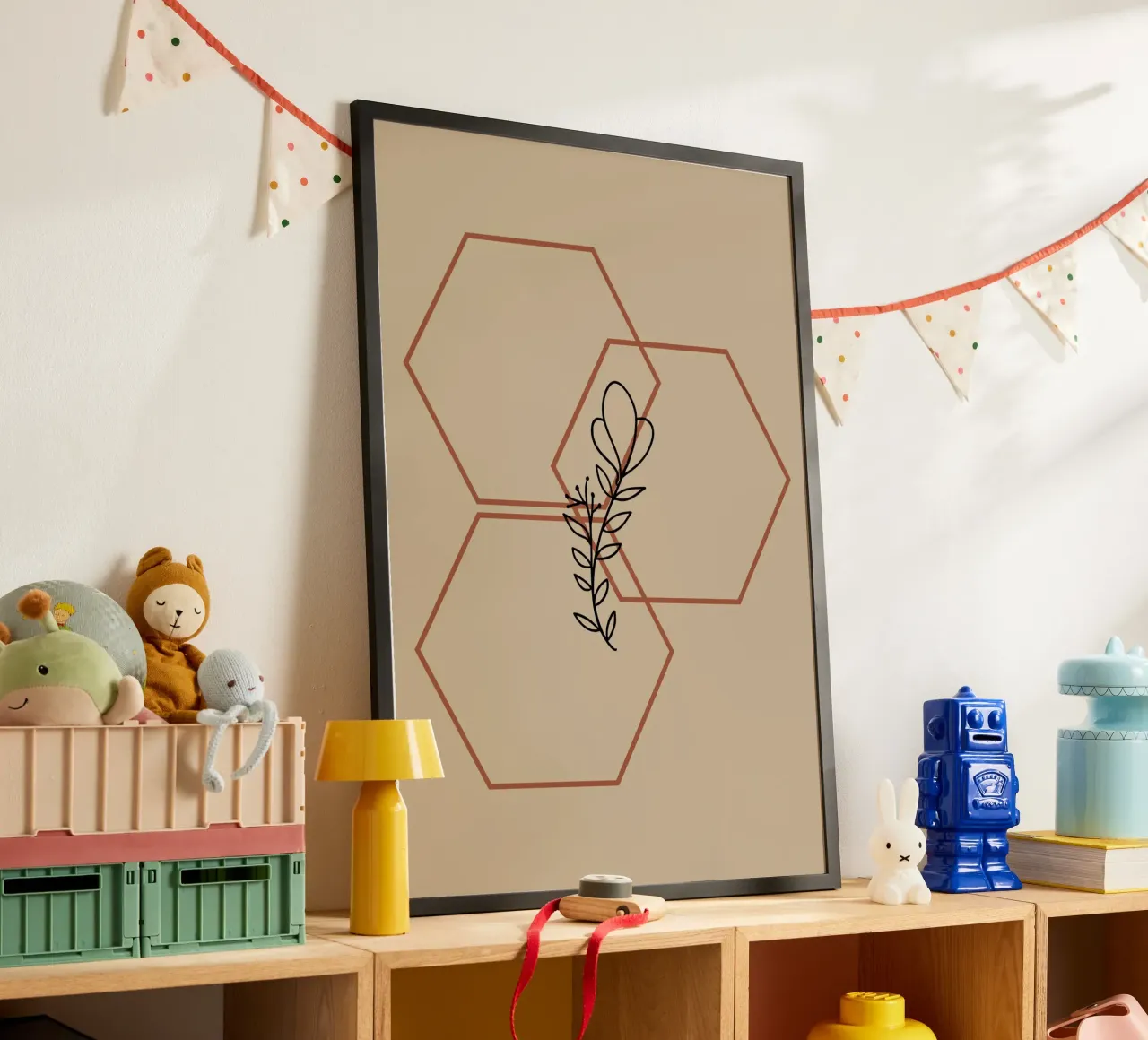 Botanical geometric poster con telaio in alluminio da LisaArtes