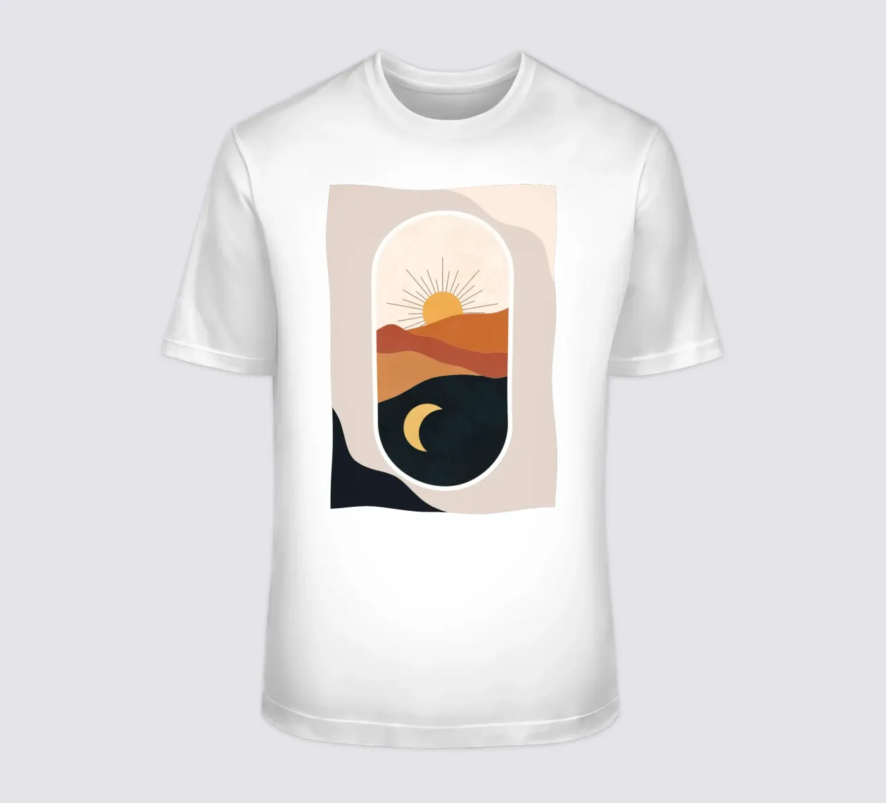 Landscape of sun and crescent moon t-shirt da LisaArtes