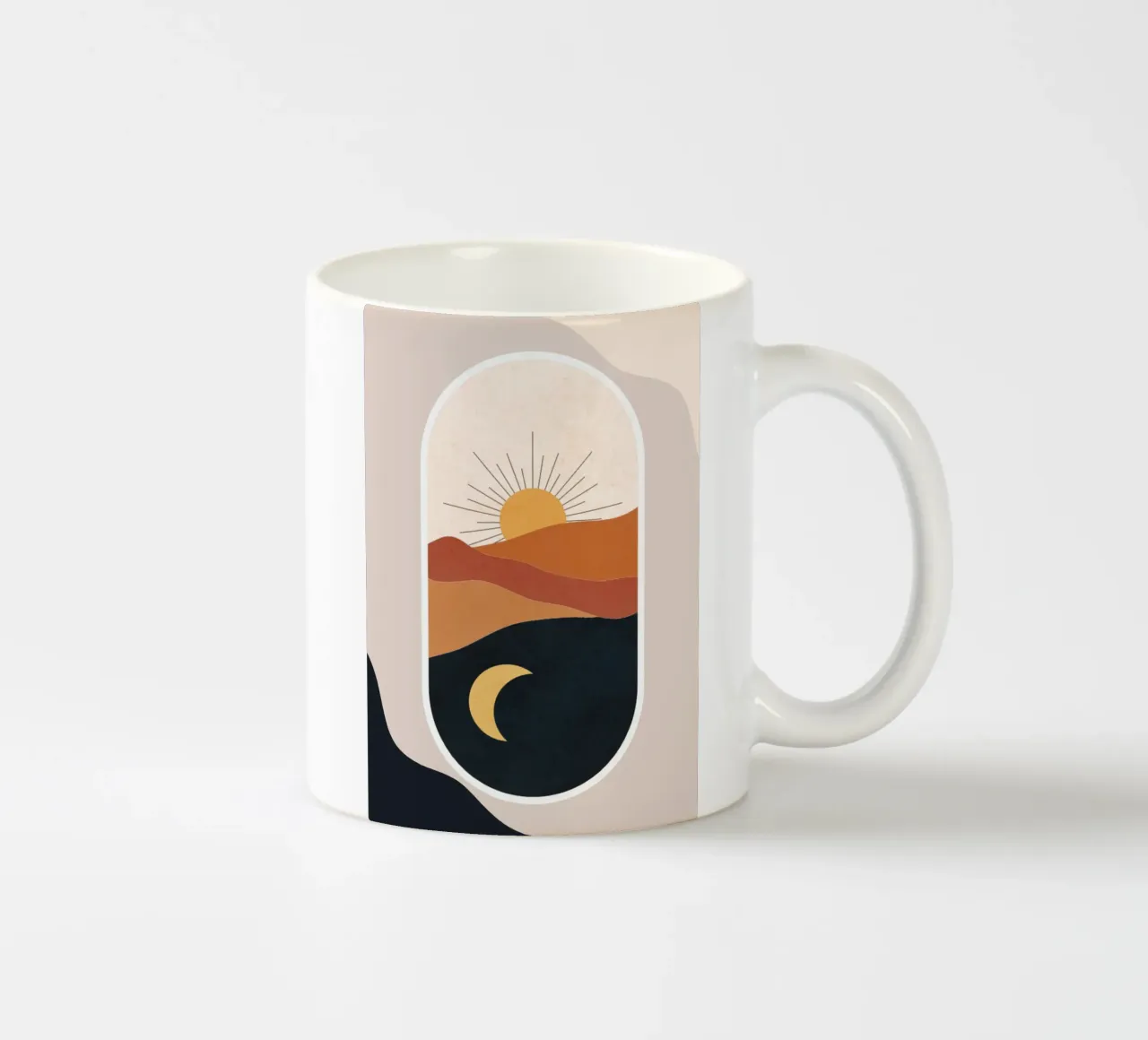 Landscape of sun and crescent moon tazza in ceramica da LisaArtes