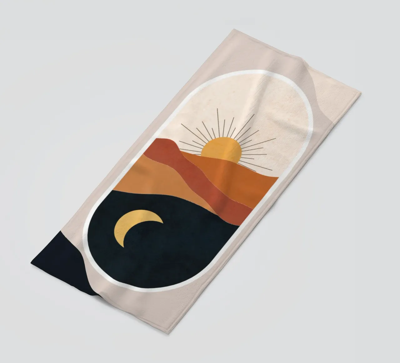 Landscape of sun and crescent moon telo mare da LisaArtes