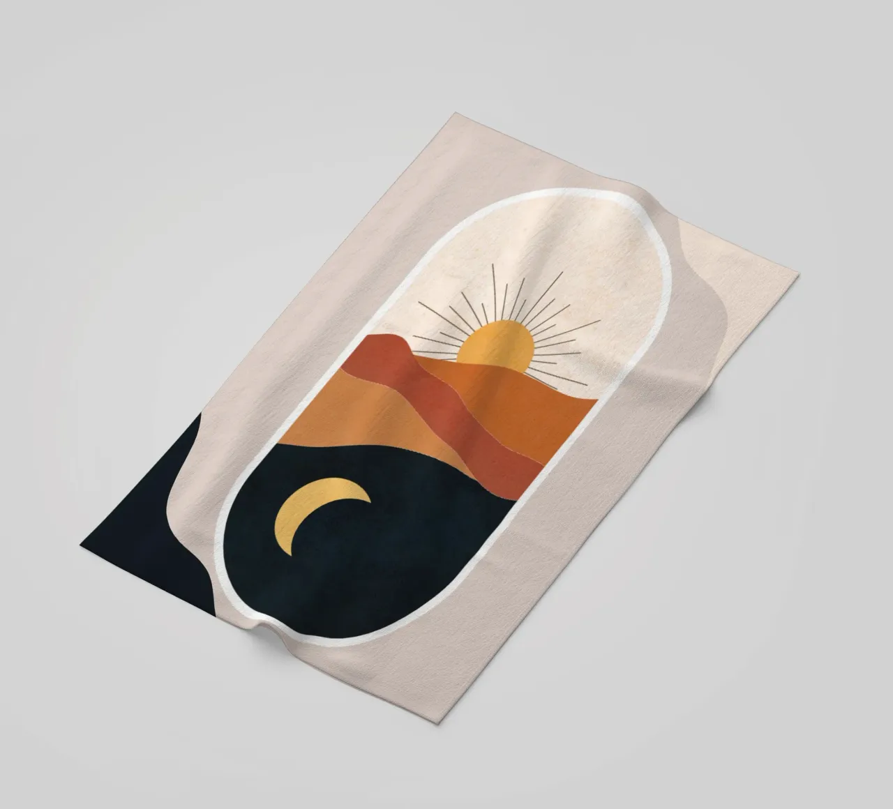 Landscape of sun and crescent moon telo mare da LisaArtes