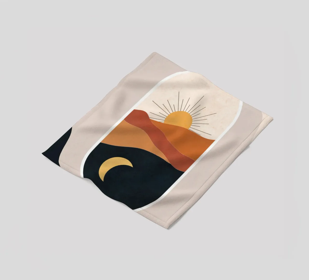 Landscape of sun and crescent moon coperta in pile da LisaArtes