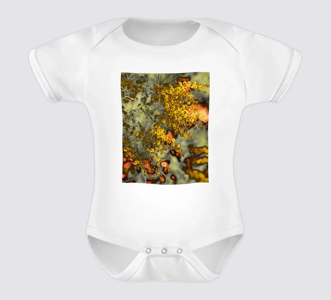 Abstrakte Mimose Kurzarm Babybody von Teresa André