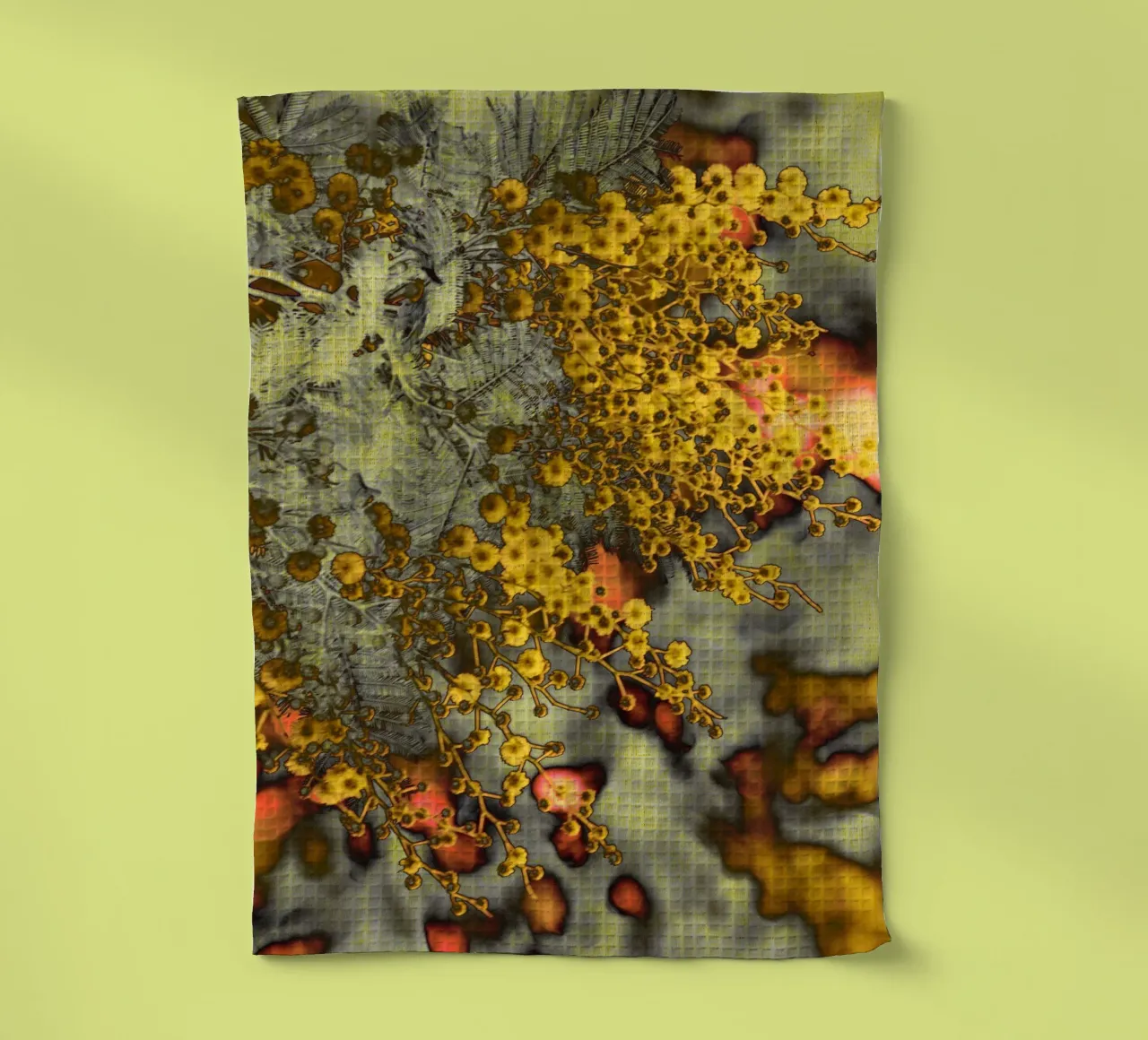 Mimosa abstrait torchon de Teresa André