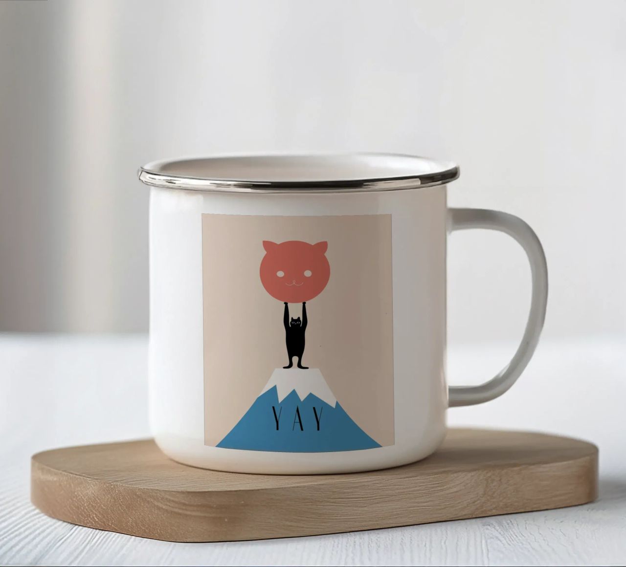 YAY - Powerful Cat tazza in smalto da natural neutral