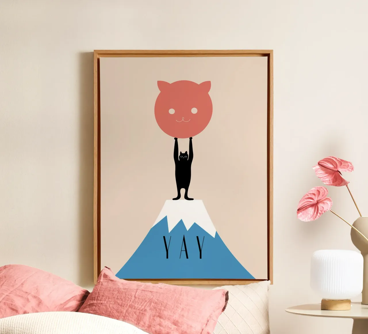 YAY - Powerful Cat canvas with Floater frame by natural neutral