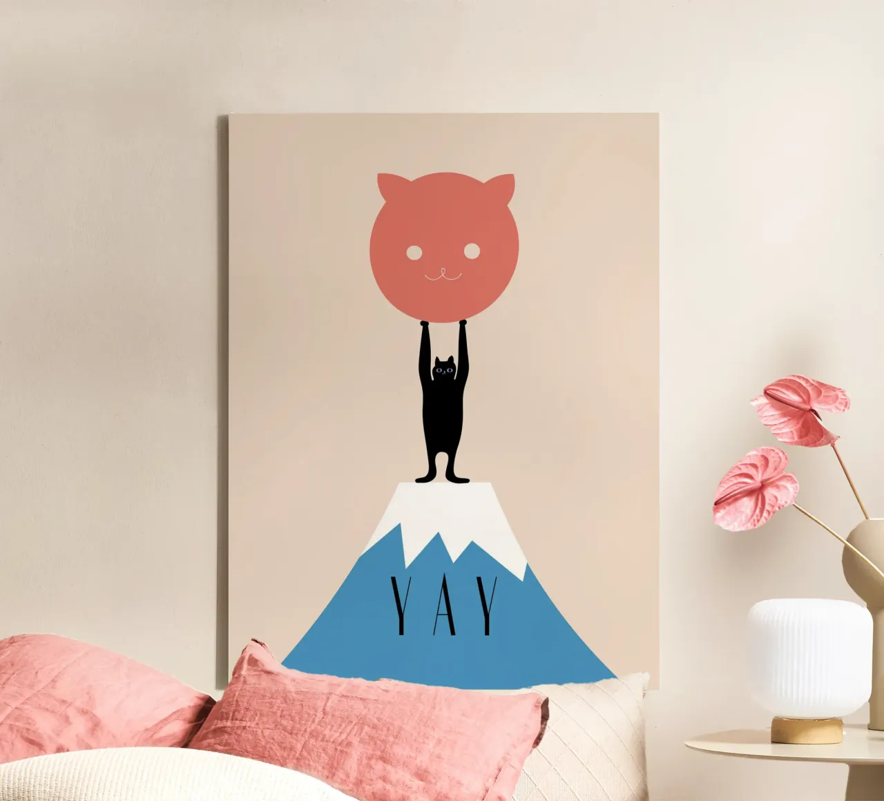 YAY - Powerful Cat canvas with Floater frame by natural neutral