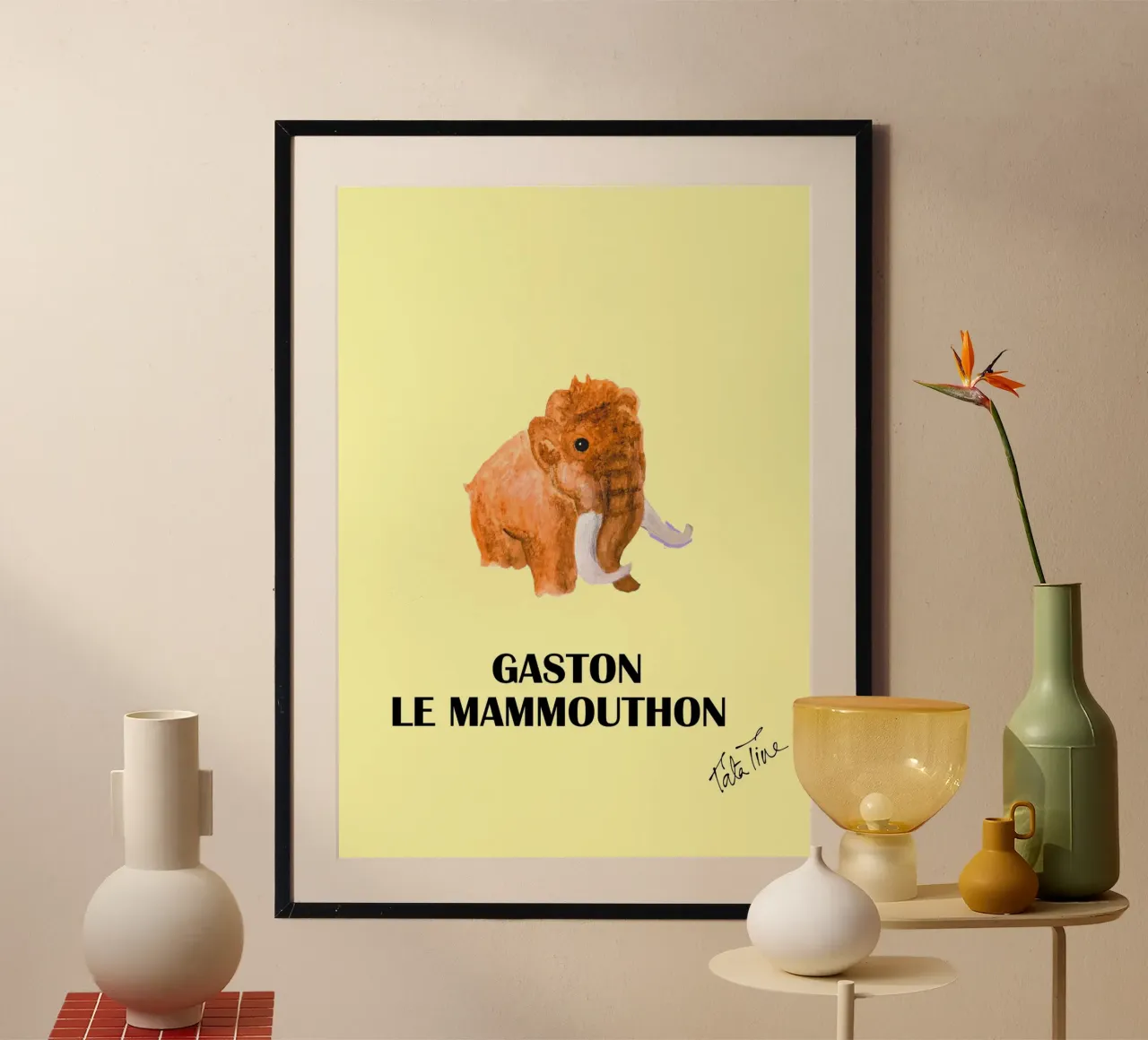 GASTON LE MAMMOUTHON JAUNE carta hahnemühle da Tine