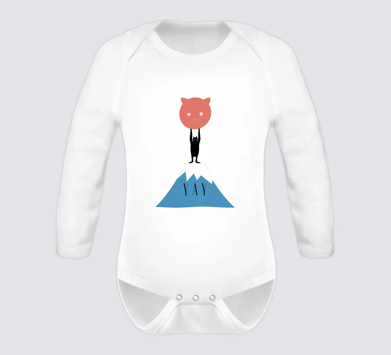 YAY - Powerful Cat long-sleeve baby romper by natural neutral