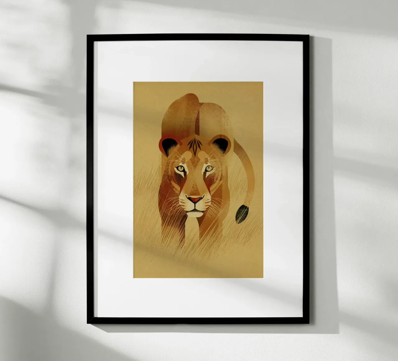 Lion poster con telaio in alluminio da Dieter Braun