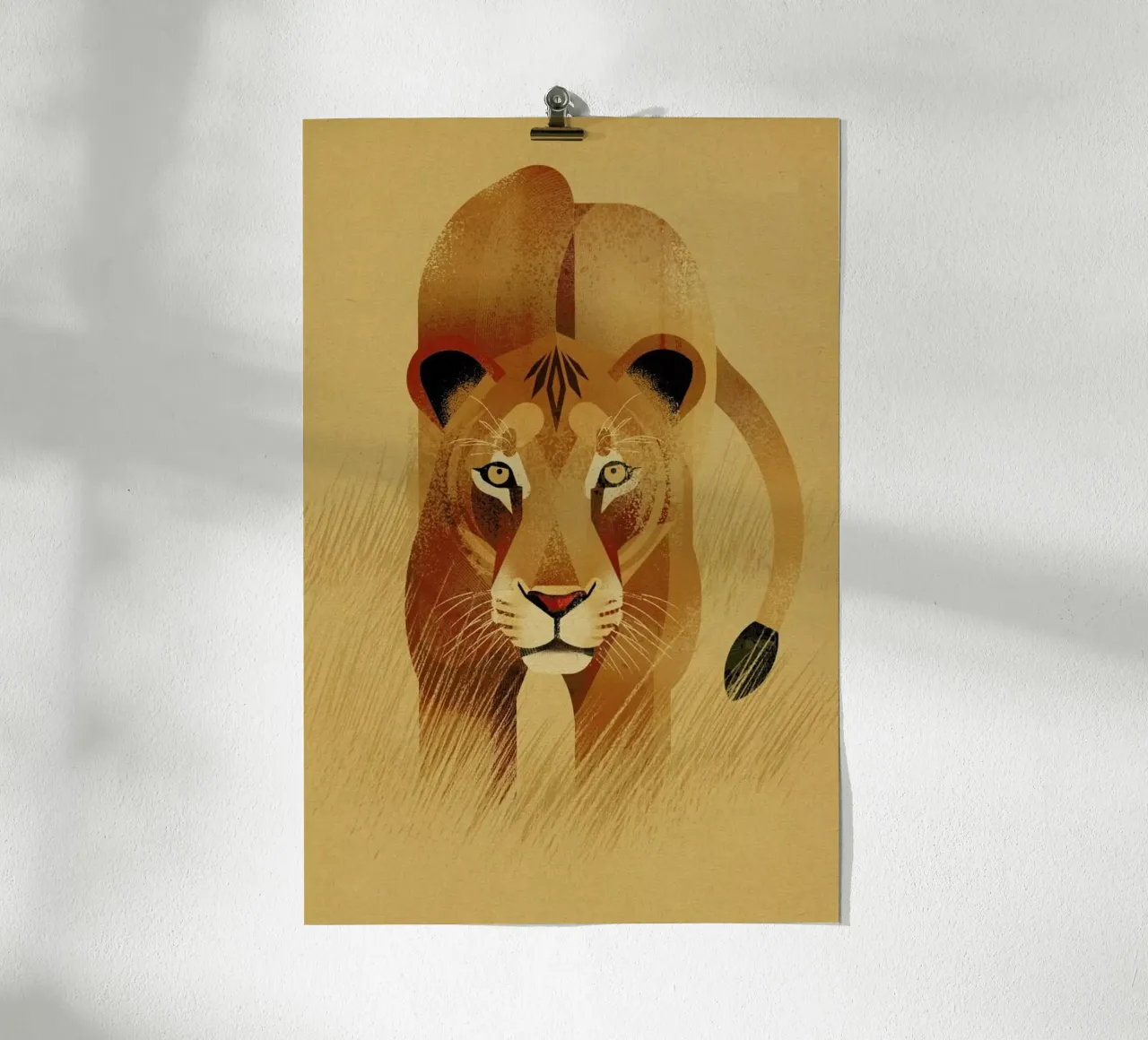 Lion poster con telaio in alluminio da Dieter Braun