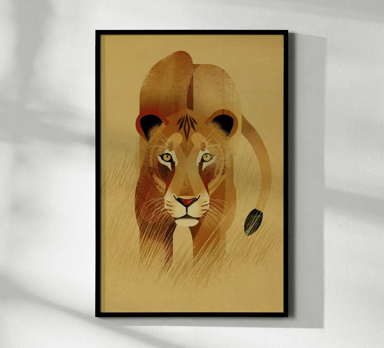 Lion poster con telaio in alluminio da Dieter Braun