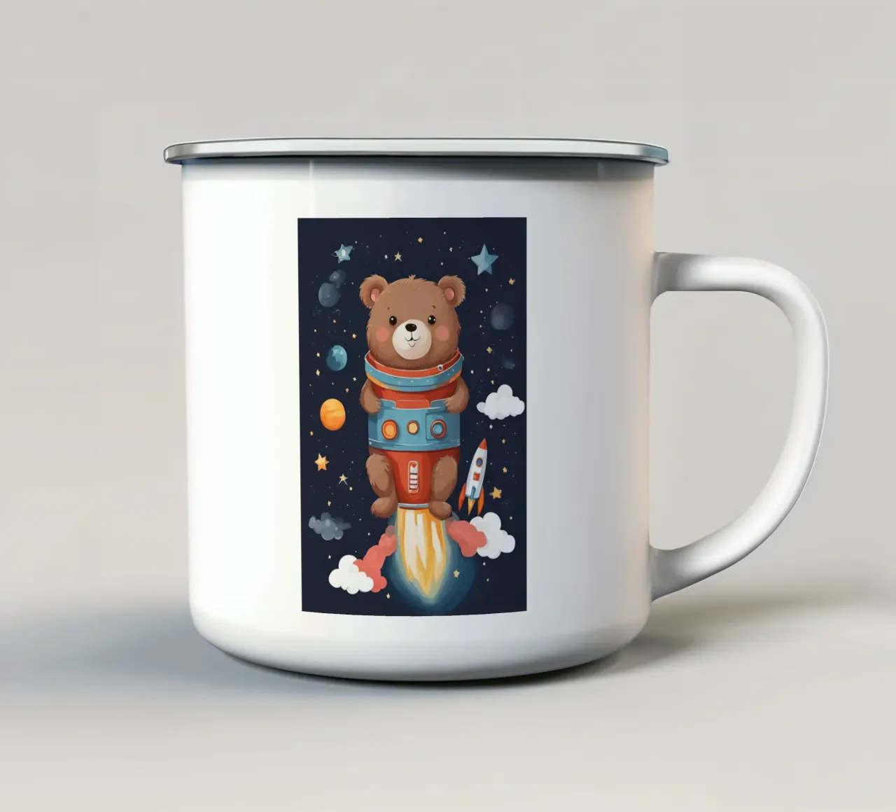 Avventura dell'orsetto cosmico tazza in smalto da Doodle Dreams Art