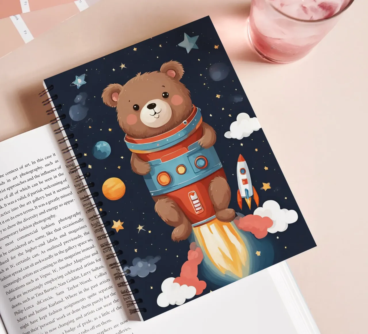Cosmic Teddy Adventure spiral notebook by Doodle Dreams Art
