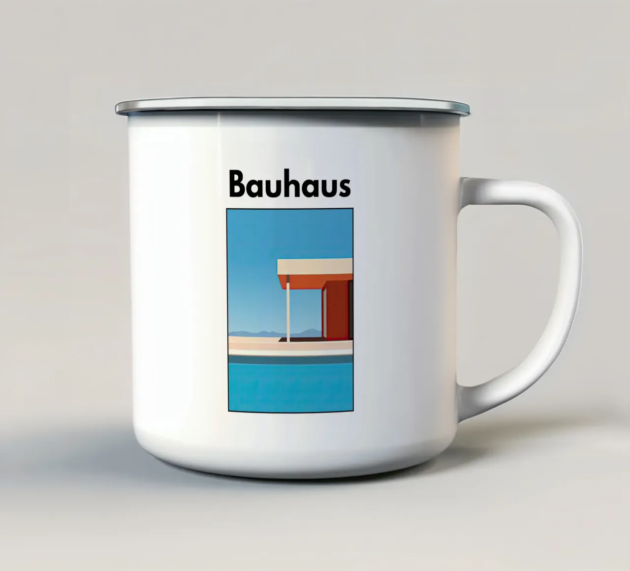Bauhaus Architektur IX tazza in smalto da Nikis Art Studio