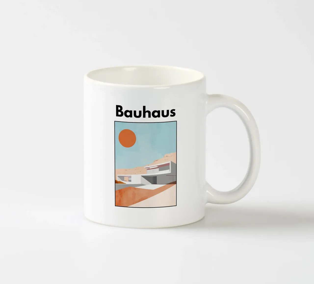 Bauhaus Architektur X ceramic mug by Nikis Art Studio