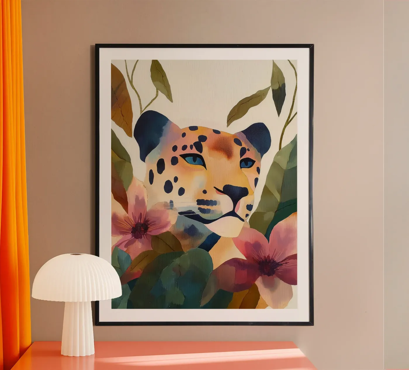 Botanical Leopard Portrait poster by Hazia