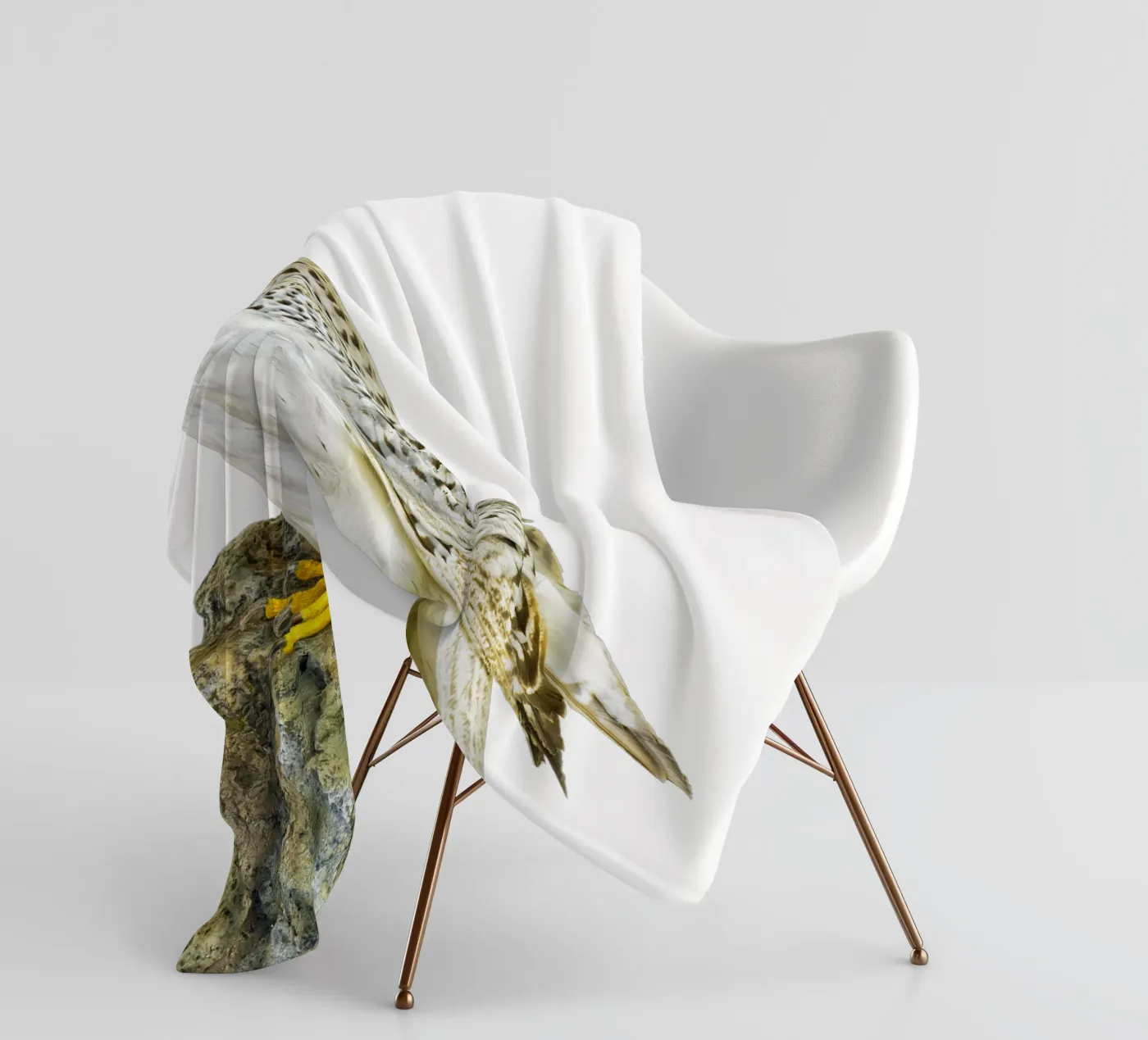 White Buzzard fleece blanket by Curious Collections by Marielle Leenders