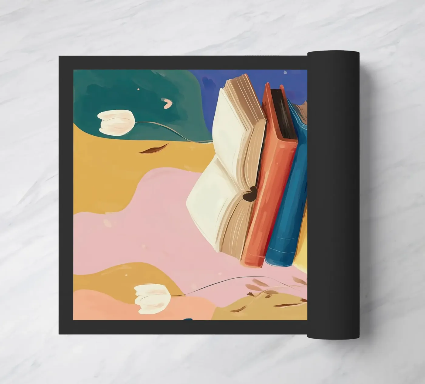 Colorful Book Stack doormat by Freya