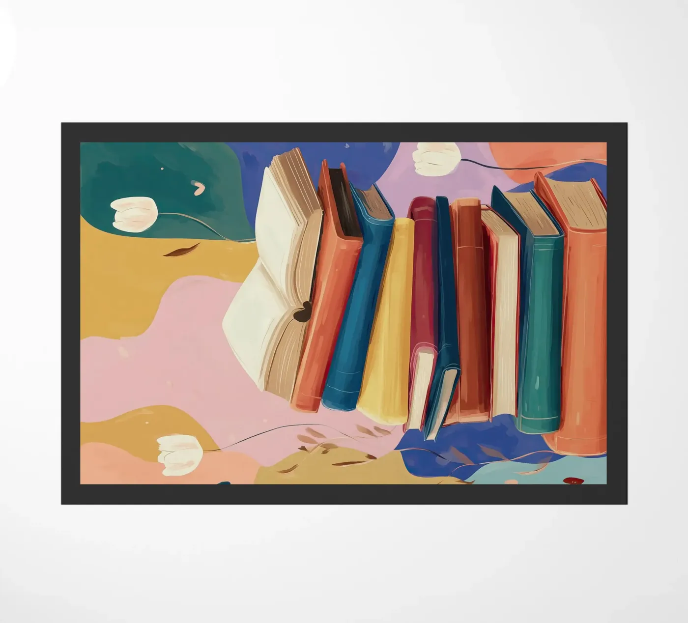 Colorful Book Stack doormat by Freya